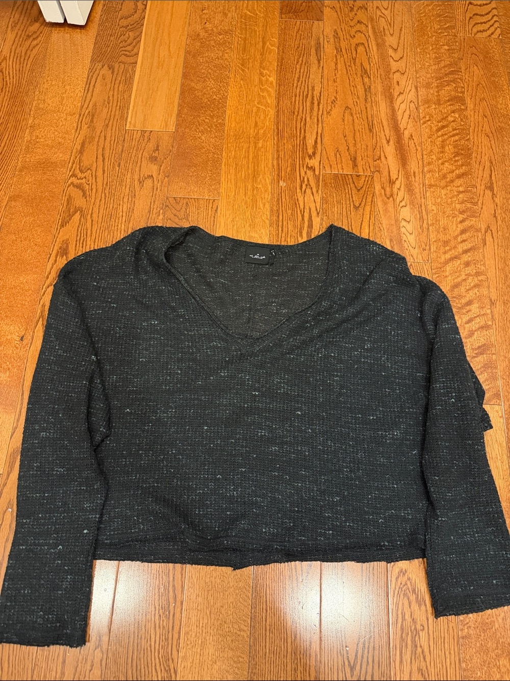 Urban Outfitters Black Speckled V‑Neck Crop Top